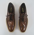 Ensemble, Prada (Italian, founded 1913), (a) plastic, metal, (b) cotton, silk, metal, (c, d) leather, plastic (foam), hemp, Italian